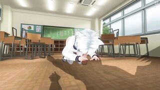 3D HENTAI Neko schoolgirl sucks teacher's cock in the classroom
