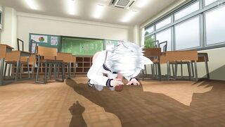 3D HENTAI Neko schoolgirl sucks teacher's cock in the classroom
