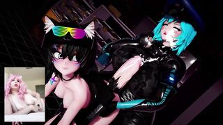 futanari fuck at the party in the ass big boobs cat costume