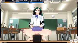 3D HENTAI neko schoolgirl masturbates in class