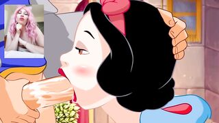 Snow White sucks hard and cum on his face