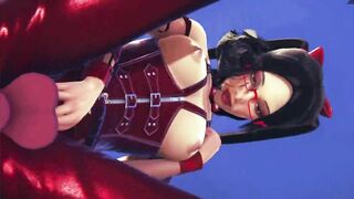 Skinny Dominatrix in Red Latex Rides Dildo in the Middle of a Desert (Honey Select 2) 3D