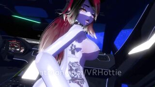 Chained Drooling Tattooed Red Head Rides you in Passenger Seat of Lamborghini Car Fuck POV Lap Dance