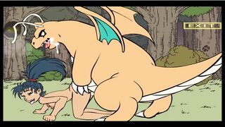 Cute Dragon Hard and Actively Fucks the Princess in the Forest | Video Game Sex