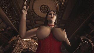Resident Evil Village Lady Dimitrescu in Red Corset Topless Bottomless - 3D Hentai