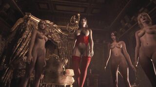 Resident Evil Village Lady Dimitrescu in Red Corset Topless Bottomless - 3D Hentai