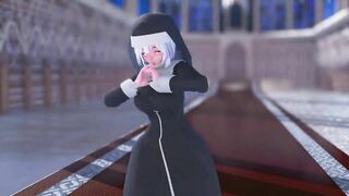Mmd Haku Nun try Bad Dragon Dildo and Cum after using the Toy