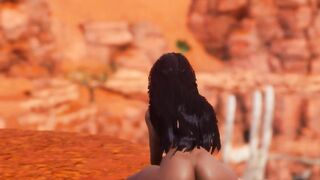 Пышная девушка Мулатка скачет на дилдо в Большом каньоне прилюдно [3d Hentai]