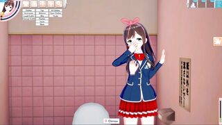 Koikatu - Kizuna AI gets fucked in a bathroom doggystyle 3D HENTAI