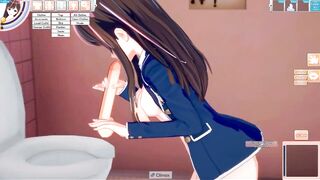 Koikatu - Kizuna AI gets fucked in a bathroom doggystyle 3D HENTAI