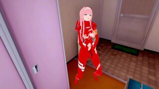 Zero Two in exoskeleton caresses her pussy, shakes and cums | womens locker room [3d hentai]