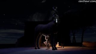 VR Game - knight centaur horse blowjob with a French MILF