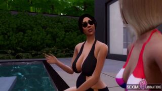 I invite my Straight Neighbor to the Pool. She Will Taste My Plastic Cock - Sexual Hot Animations