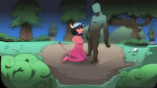 Demon Furry Girl Sucks Big Cock in Nature! Animation