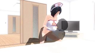 3D HENTAI nurse came to the patient to ride his big dick