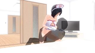 3D HENTAI nurse came to the patient to ride his big dick