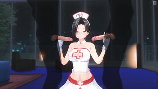 3D HENTAI Nurse sucks dick from two patients at once