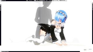 3D HENTAI Fucked in the bedroom Rem from anime RE: Zero