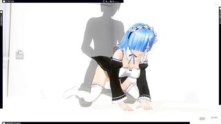 3D HENTAI Fucked in the bedroom Rem from anime RE: Zero
