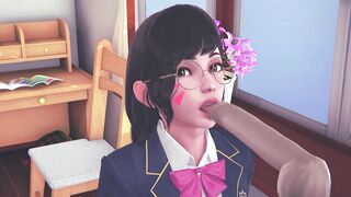 DVA schoolgirl licks your cock with her tongue and gets cum on her face