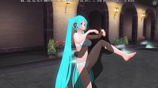 3D HENTAI Miku in a swimsuit fucked by the pool