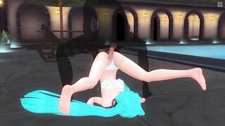 3D HENTAI Miku pussyfucked by the pool