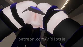 Blue Haired Devil Succubus in Straps Blindfold Rides For Senpai Tattoos POV Lap Dance Hentai Robe