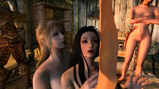 Girls in line for a member! Group sex | Skyrim mod, Porno Game 3d