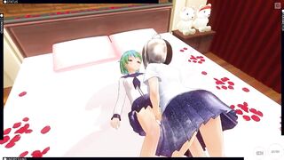 3D HENTAI yuri Earth-chan and Moon-chan fuck and cum