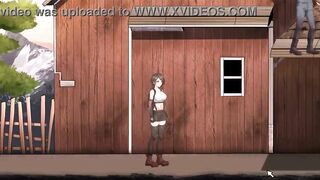 Cute lady has sex with men in a village in Dark side fantasy hentai erotic game