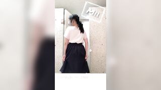 Hentai japanese girl exposes masturbation in a public toilet