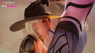 Futa Widow fucks Ashe's mouth softly (Overwatch 2 3d animation loop with sound)