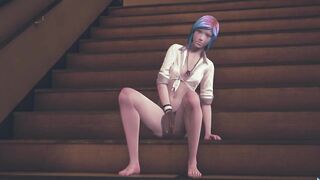 Chloe Price masturbates on the stairs at school