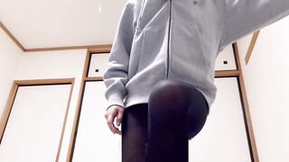 【個人撮影】素人カップル 黒タイツで足コキしてみた Japanese Hentai Amateur Couple I gave her a foot job in black tights.