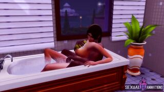 Threesome with my Black Stepbrothers in the Bathtub - Sexual Hot Animations