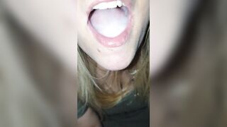 Swallowing a fans cum for fun