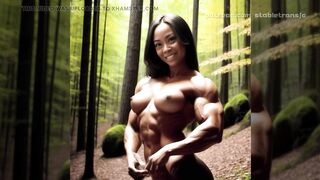 Girls gaining muscle in the forest - AI animation - looks real but not