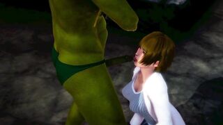 Cute lab lady having sex with a green man in hot hentai animation video