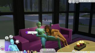 Sims 4: Fucking an Alien on Couch