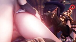 League of Legends - Caitlyn Doggystyle Creampied During Work (Animation with Sound)