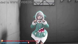 HoloLive Gawr Gura Hentai Sex and Dance 热爱105°C的你 Undress Creampie MMD 3D RED SHARK COLOR EDIT SMIXIX