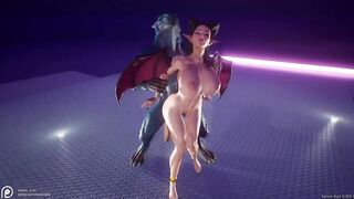 Succubus gets drilled by lizardbeast with 2 cocks and gets jizzed all over multiple times wildlife p