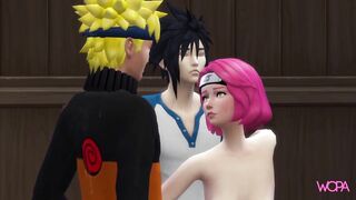 Naruto, Sasuke and Sakura. Yummy message. naruto parody