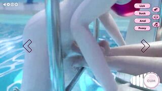 3D animated futa sex in pool, where lustful girl sucking dickgirl's cock and fucking