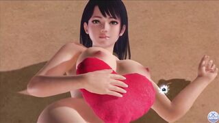 Dead or Alive Xtreme Venus Vacation Lobelia Valentine's Day Heart Cushion Pose Nude Mod Fanservice A
