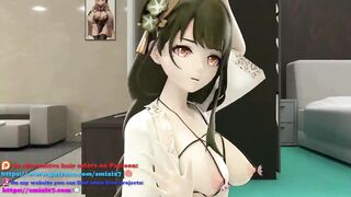 Shogun Raiden Dancing Tomboy Song Hentai Genshin Impact MMD 3D Girl Half Naked Black Hair Color Edit Smixix