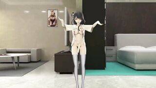Shogun Raiden Dancing Tomboy Song Hentai Genshin Impact MMD 3D Girl Half Naked Black Hair Color Edit Smixix