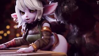 Tristana stretched by monster cocks