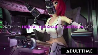 F.U.T.A. SENTAI SQUAD - Busty Futanari MILF Makes Futanari Teen Sucks Her Own Dick! HUGE 3D FACIAL!