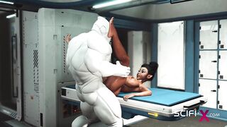 A hot black girl needs a huge cyborg cock in her ass
